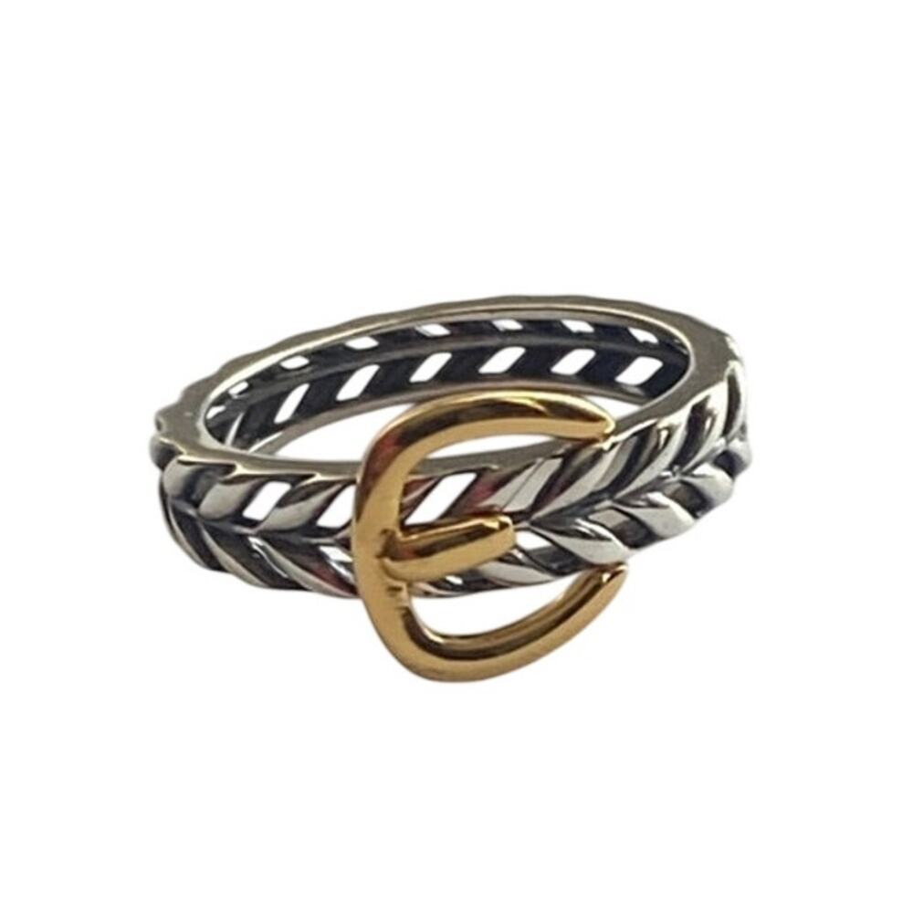 Sterling Silver 925 Open Work Woven Belt Buckle Band Ring 9 Nataliya V Collister